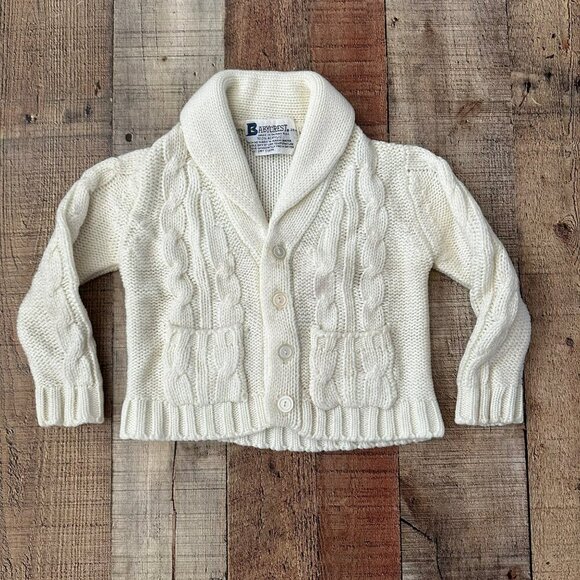 Vintage Babycrest Toddler Cardigan Sweater Cable Knit Button Front Shawl Collar - Picture 1 of 7
